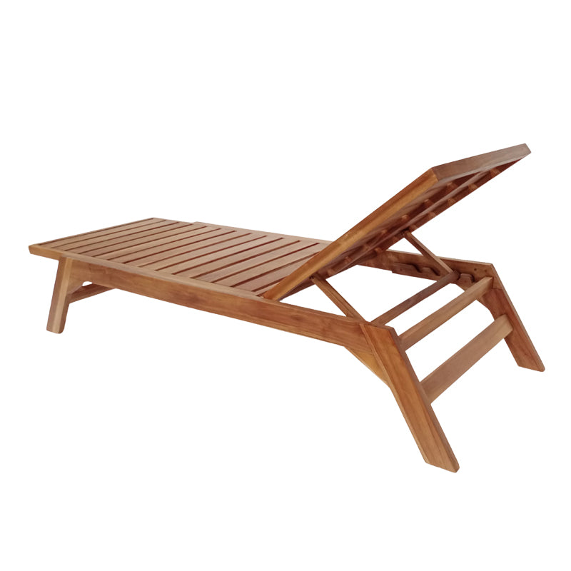 Ξαπλώστρα Melop  teak ξύλο σε φυσική απόχρωση 200x70x35εκ - Pakobazaar