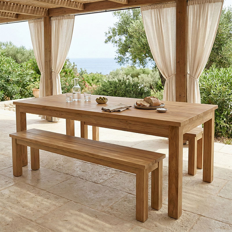 Τραπέζι Wooly  teak ξύλο σε φυσική απόχρωση 220x90x75εκ - Pakobazaar