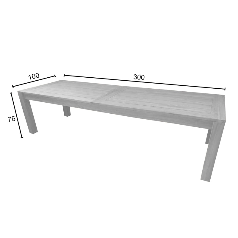 Τραπέζι Pablo  teak ξύλο σε φυσική απόχρωση 300x100x76εκ - Pakobazaar