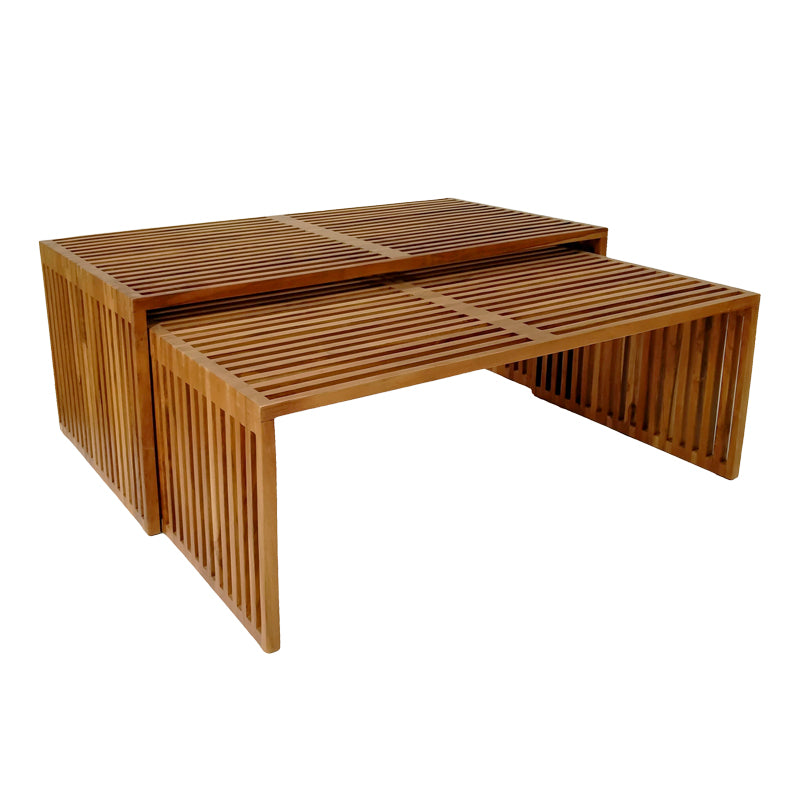 Τραπέζι Tinnie  σετ 2τεμ teak ξύλο σε φυσική απόχρωση - Pakobazaar