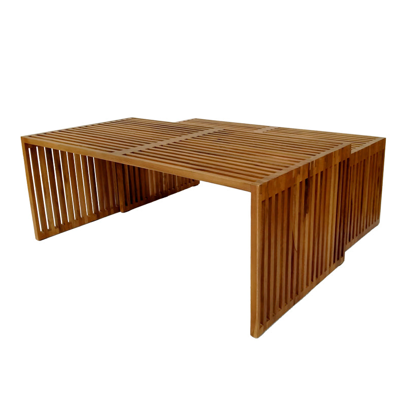 Τραπέζι Tinnie  σετ 2τεμ teak ξύλο σε φυσική απόχρωση - Pakobazaar