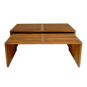 Τραπέζι Tinnie  σετ 2τεμ teak ξύλο σε φυσική απόχρωση - Pakobazaar