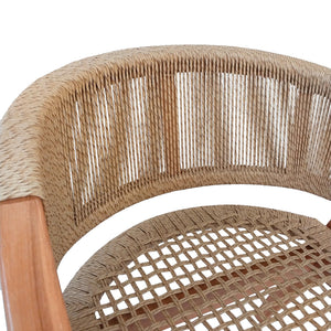 Πολυθρόνα Wolly  teak ξύλο και pe σχοινί σε φυσική απόχρωση 60x60x76εκ - Pakobazaar