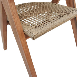 Πολυθρόνα Wolly  teak ξύλο και pe σχοινί σε φυσική απόχρωση 60x60x76εκ - Pakobazaar