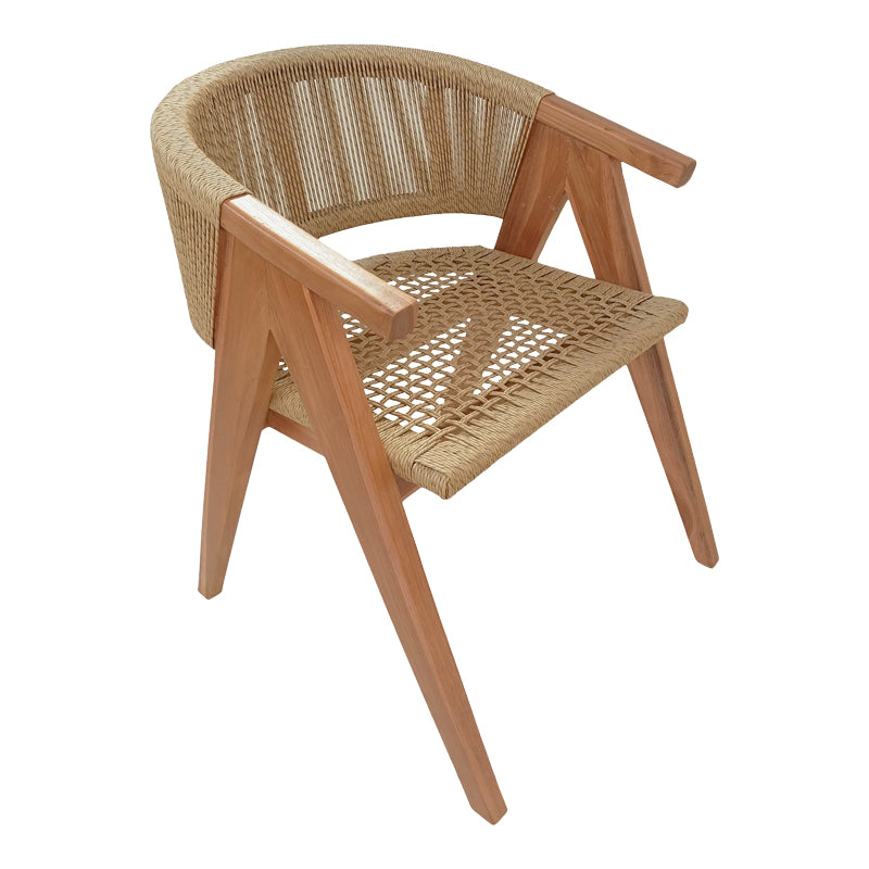 Πολυθρόνα Wolly  teak ξύλο και pe σχοινί σε φυσική απόχρωση 60x60x76εκ - Pakobazaar