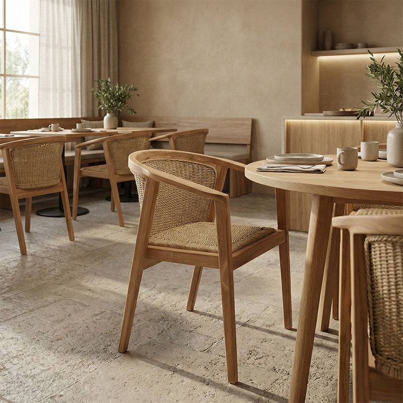 Πολυθρόνα Granny  teak wood και συνθετικό σχοινί σε φυσική απόχρωση 60x60x82εκ - Pakobazaar