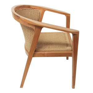 Πολυθρόνα Granny  teak wood και συνθετικό σχοινί σε φυσική απόχρωση 60x60x82εκ - Pakobazaar