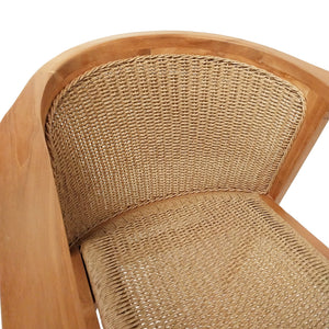Πολυθρόνα Granny  teak wood και συνθετικό σχοινί σε φυσική απόχρωση 60x60x82εκ - Pakobazaar