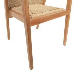 Πολυθρόνα Granny  teak wood και συνθετικό σχοινί σε φυσική απόχρωση 60x60x82εκ - Pakobazaar