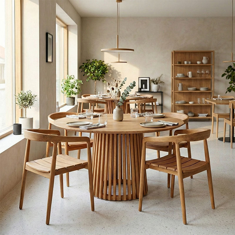 Τραπεζαρία 5τεμ Noody-Kenda I  teak ξύλο σε φυσική απόχρωση Φ120x75 - Image 1