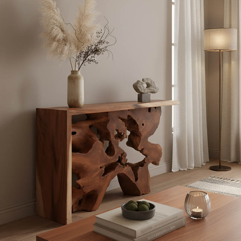 Κονσόλα Jako Inart teak ξύλο σε φυσική απόχρωση 120x40x80εκ - Pakobazaar