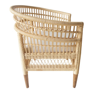 Πολυθρόνα Necorian paakoworld teak ξύλο με pe rattan σε φυσική απόχρωση και λευκό μαξιλάρι 80x70x87εκ - Pakobazaar