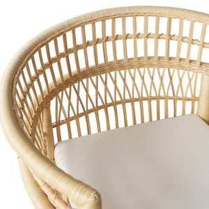 Πολυθρόνα Necorian paakoworld teak ξύλο με pe rattan σε φυσική απόχρωση και λευκό μαξιλάρι 80x70x87εκ - Pakobazaar