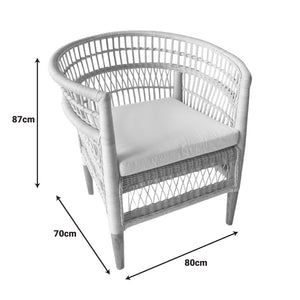 Πολυθρόνα Necorian paakoworld teak ξύλο με pe rattan σε φυσική απόχρωση και λευκό μαξιλάρι 80x70x87εκ - Pakobazaar