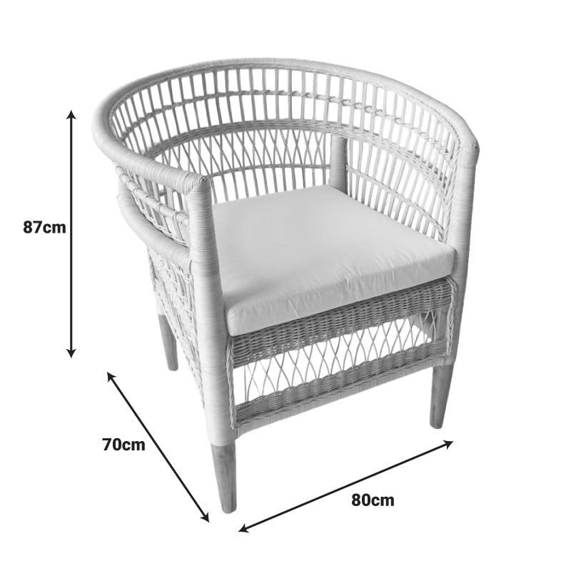 Πολυθρόνα Necorian paakoworld teak ξύλο με pe rattan σε φυσική απόχρωση και λευκό μαξιλάρι 80x70x87εκ - Pakobazaar