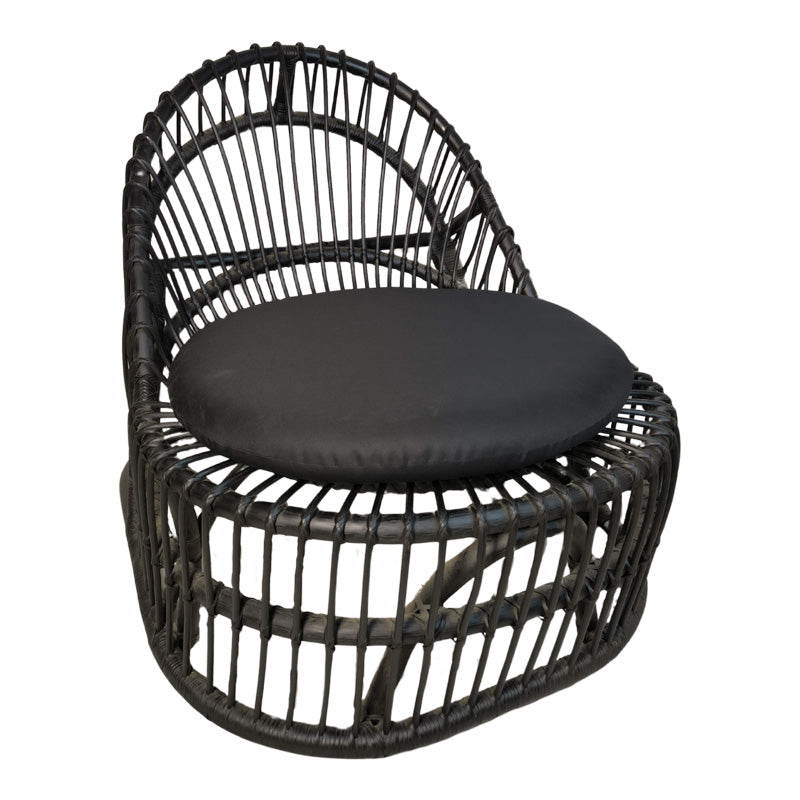 Πολυθρόνα Tromso paakoworld pe rattan σε μαύρη απόχρωση με μαύρο μαξιλάρι 80x85x98εκ - Pakobazaar