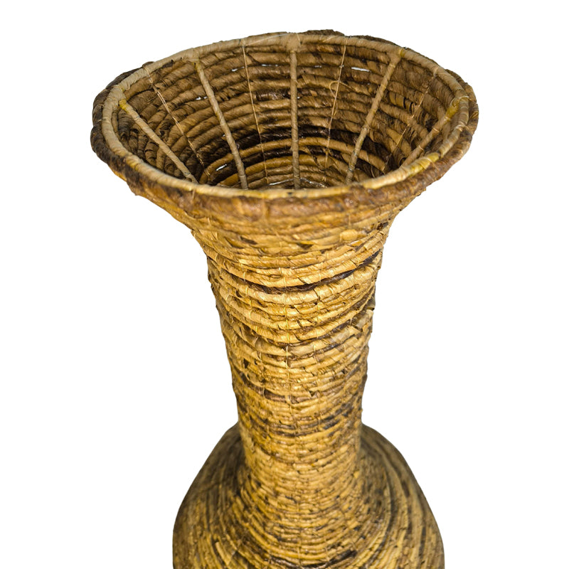 Διακοσμητικό βάζο Strail Inart banana rope σε φυσική απόχρωση Φ40x100εκ - Pakobazaar