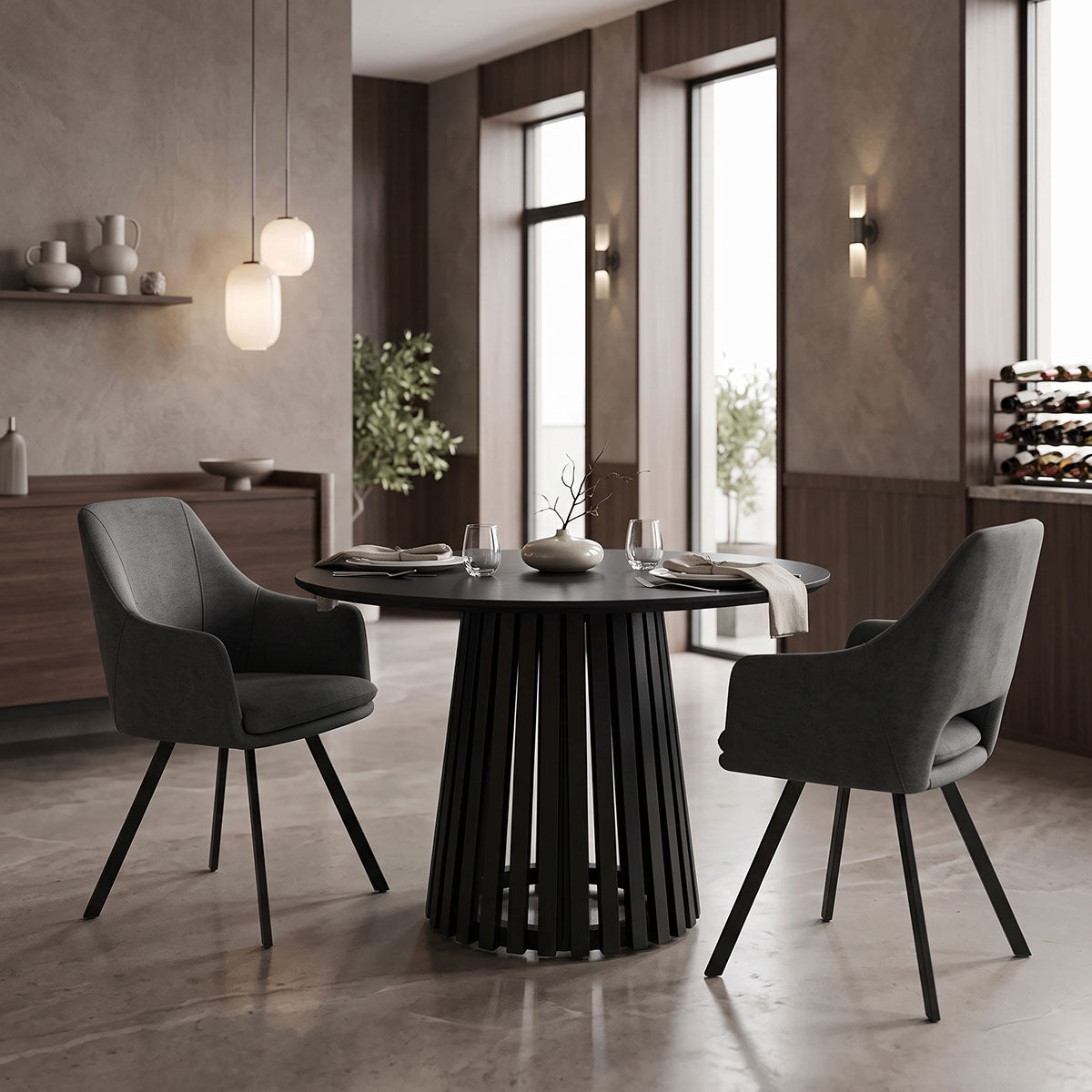 Τραπέζι Kenda I  mindi ξύλο μαύρο Φ120x75εκ - Pakobazaar