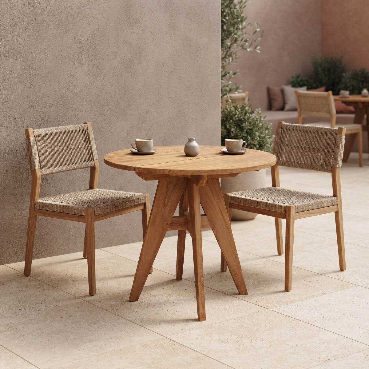 Τραπέζι Cadrada  teak ξύλο σε φυσική απόχρωση Φ70x76εκ