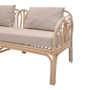 Καναπές διθέσιος Ytrone  rattan σε φυσική απόχρωση με μπεζ μαξιλάρι 166x61.5x71εκ - Pakobazaar