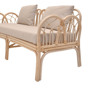 Καναπές διθέσιος Ytrone  rattan σε φυσική απόχρωση με μπεζ μαξιλάρι 166x61.5x71εκ - Pakobazaar