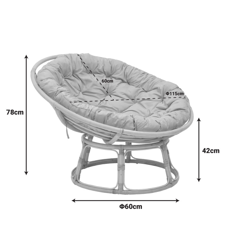 Πολυθρόνα Servey  rattan σε φυσική απόχρωση-μπεζ μαξιλάρι Φ115x58εκ - Image 2