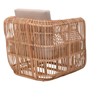 Πολυθρόνα Fajole  rattan σε φυσική απόχρωση με μπεζ μαξιλάρι 83x92x82εκ - Pakobazaar