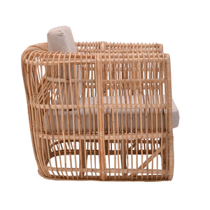 Πολυθρόνα Fajole  rattan σε φυσική απόχρωση με μπεζ μαξιλάρι 83x92x82εκ - Pakobazaar
