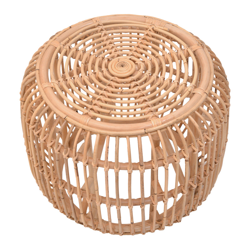 Σκαμπό Rajesty  rattan σε φυσική απόχρωση Φ60x46εκ - Pakobazaar