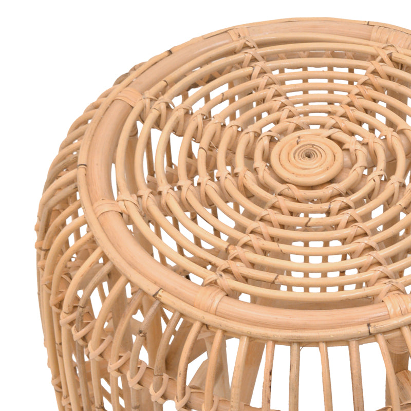 Σκαμπό Rajesty  rattan σε φυσική απόχρωση Φ60x46εκ - Pakobazaar
