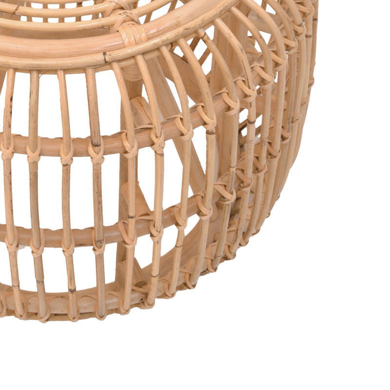 Σκαμπό Rajesty  rattan σε φυσική απόχρωση Φ60x46εκ - Pakobazaar