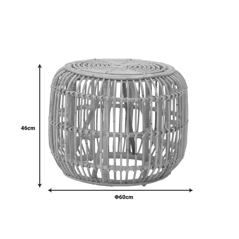Σκαμπό Rajesty  rattan σε φυσική απόχρωση Φ60x46εκ - Pakobazaar