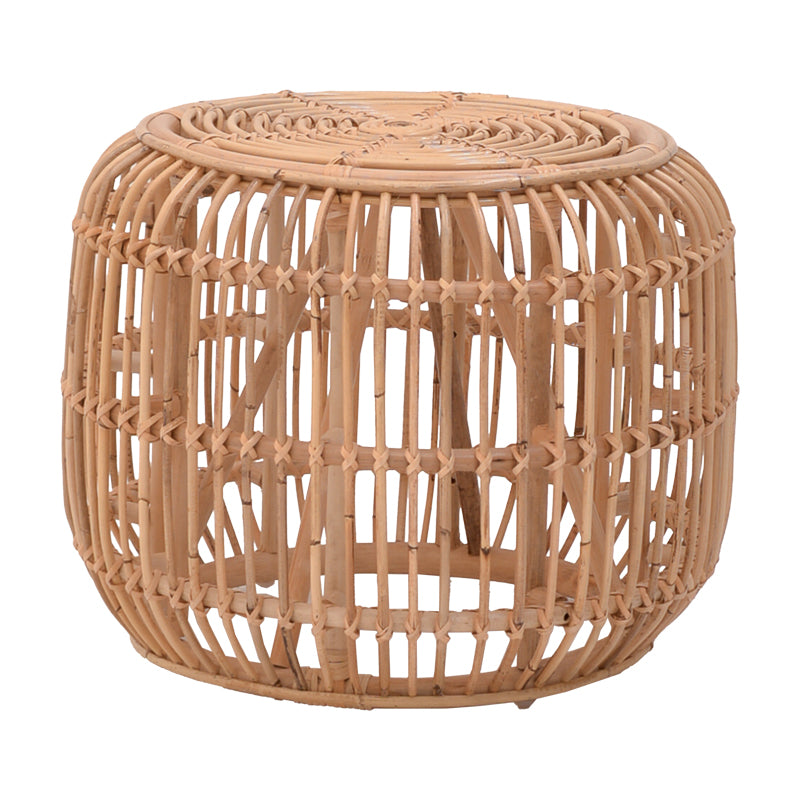 Σκαμπό Rajesty  rattan σε φυσική απόχρωση Φ60x46εκ - Pakobazaar