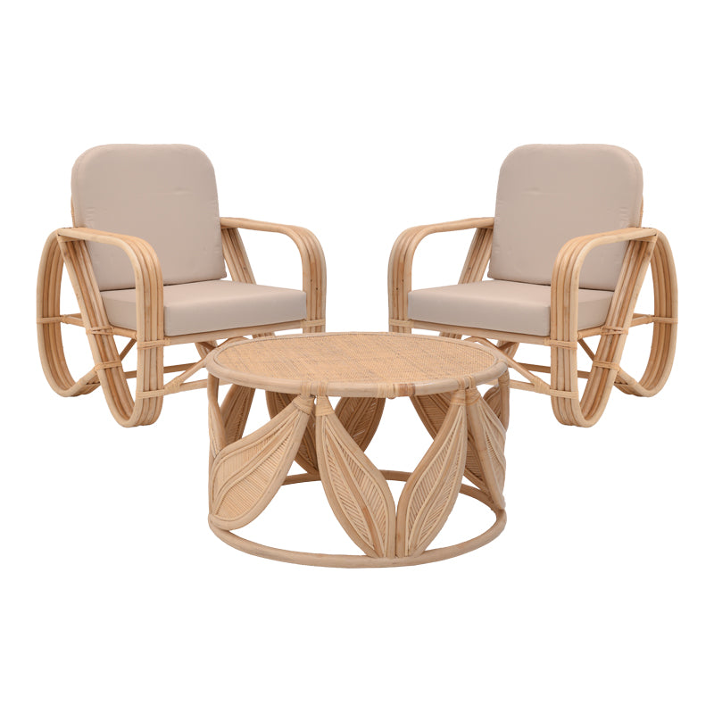 Σαλόνι Relmine-Siderty  σετ 3τεμ rattan σε φυσική απόχρωση - Image 1