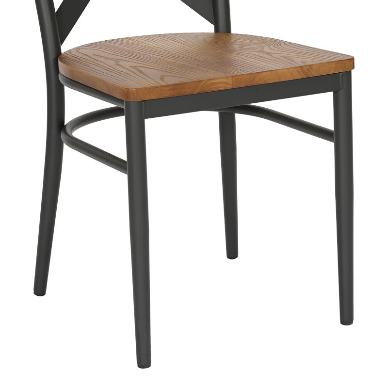 Καρέκλα Ferona  σκελετός ανθρακί μέταλλο με rubberwood σε φυσική απόχρωση 52.5x44.5x84εκ - Pakobazaar