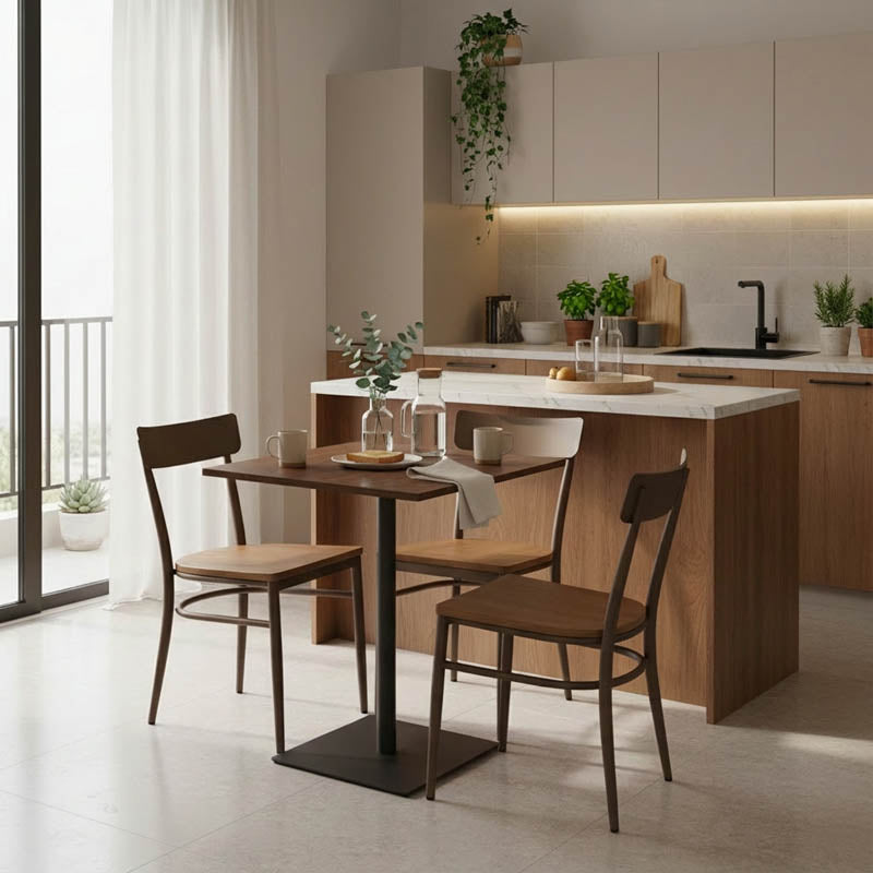 Τραπέζι Nerobian  mdf σε καρυδί απόχρωση 60x60x75εκ - Pakobazaar