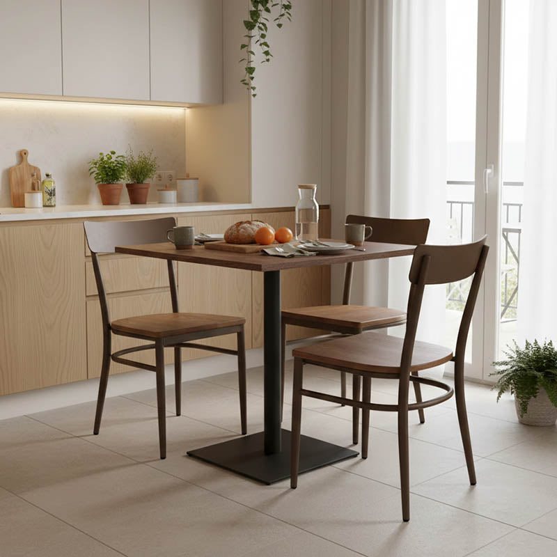 Τραπέζι Nerobian  mdf σε καρυδί απόχρωση 70x70x75εκ - Pakobazaar