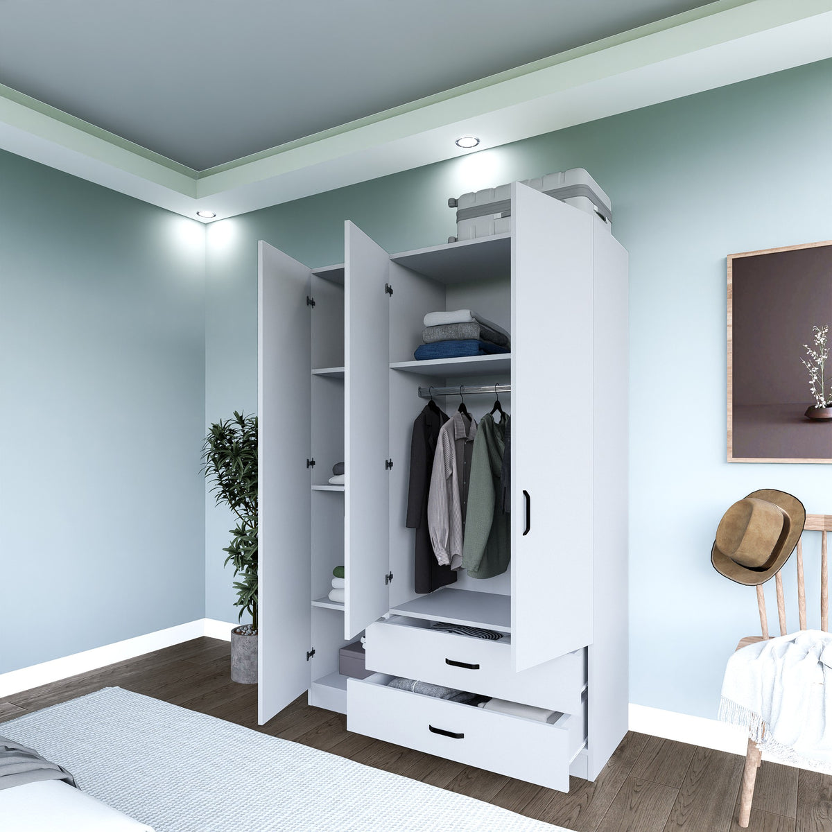 Ντουλάπα Agiofili Ματ Λευκό 120x45x181 εκ. Μελαμίνης