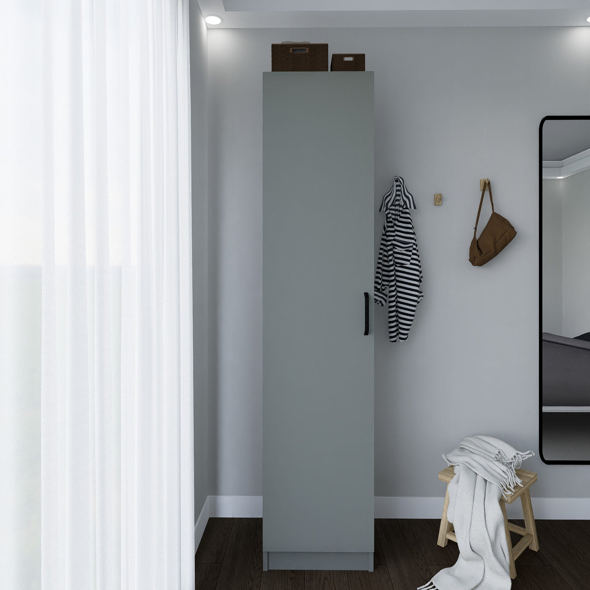 Ντουλάπα Agiofili Γκρι 40x47x182 εκ. Μελαμίνης