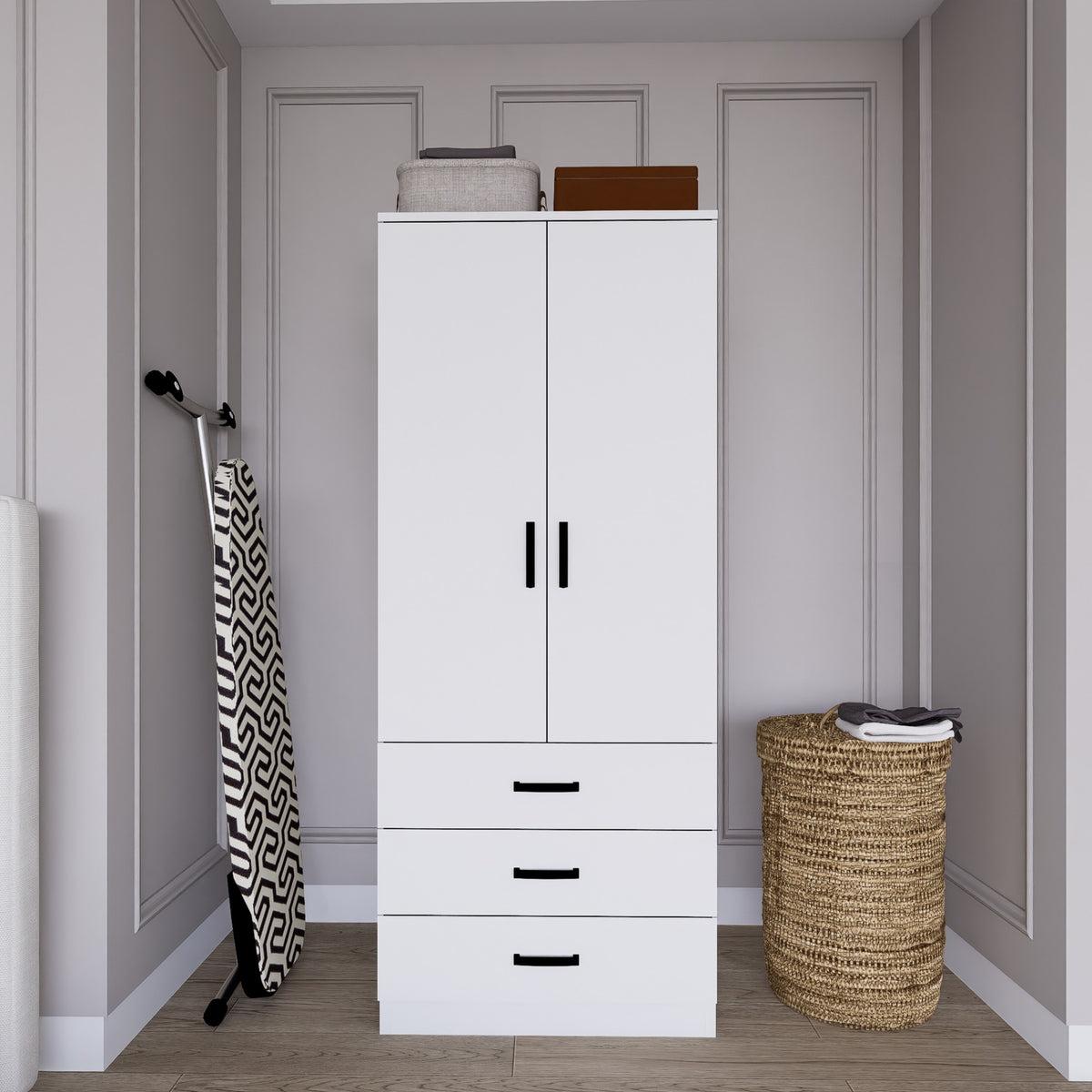 Ντουλάπα Nydri Ματ Λευκό 60x47x174.8 εκ. Μελαμίνης