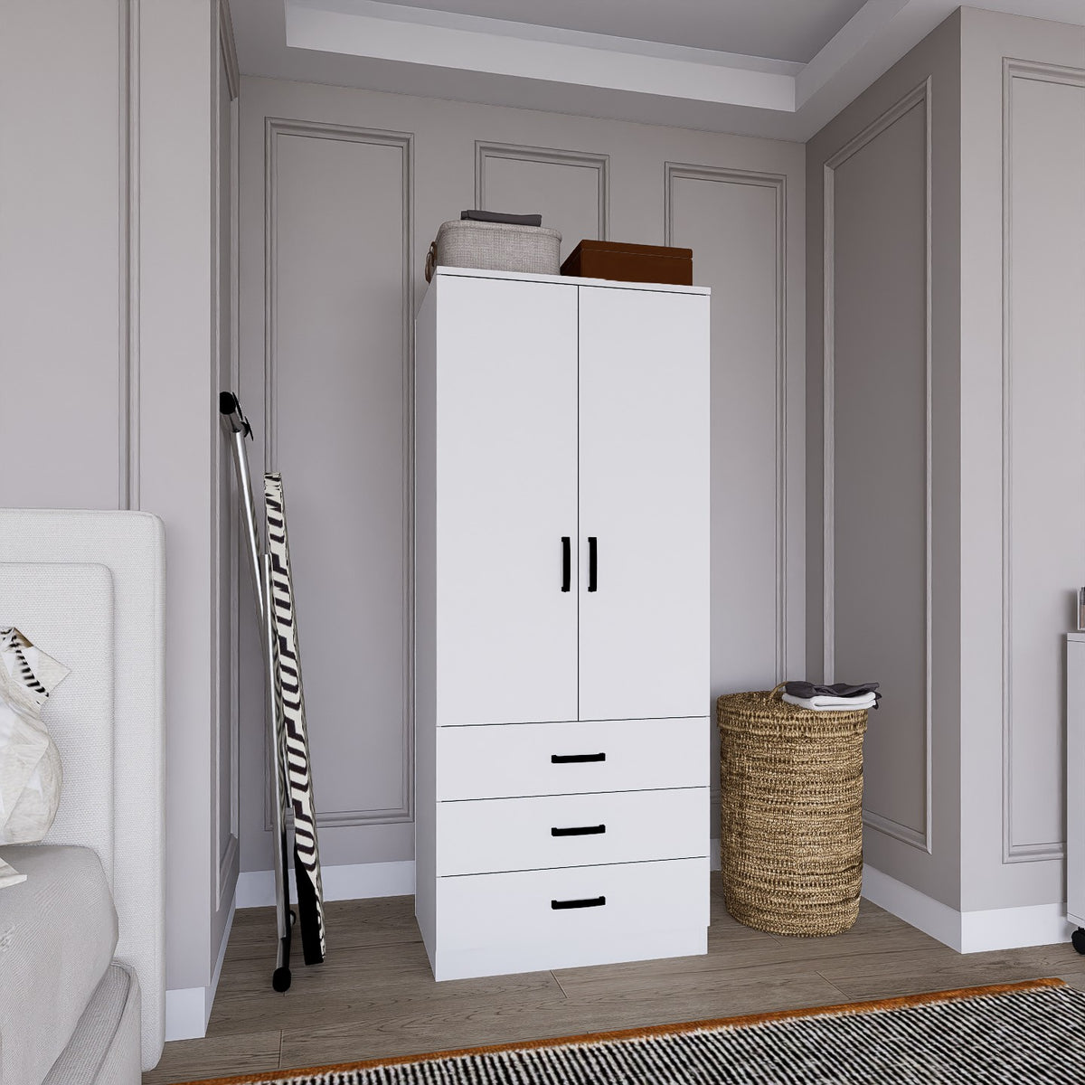 Ντουλάπα Nydri Ματ Λευκό 60x47x174.8 εκ. Μελαμίνης