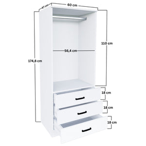 Ντουλάπα Nydri Ματ Λευκό 60x47x174.8 εκ. Μελαμίνης