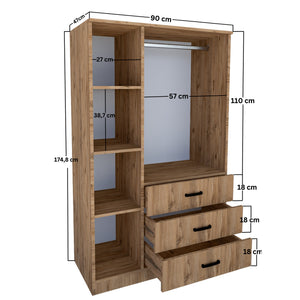 Ντουλάπα Nydri Ατλαντικό Πεύκο 90x47x174.8 εκ. Μελαμίνης