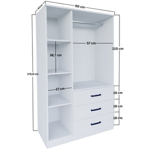 Ντουλάπα Nydri Ματ Λευκό 90x47x174.8 εκ. Μελαμίνης
