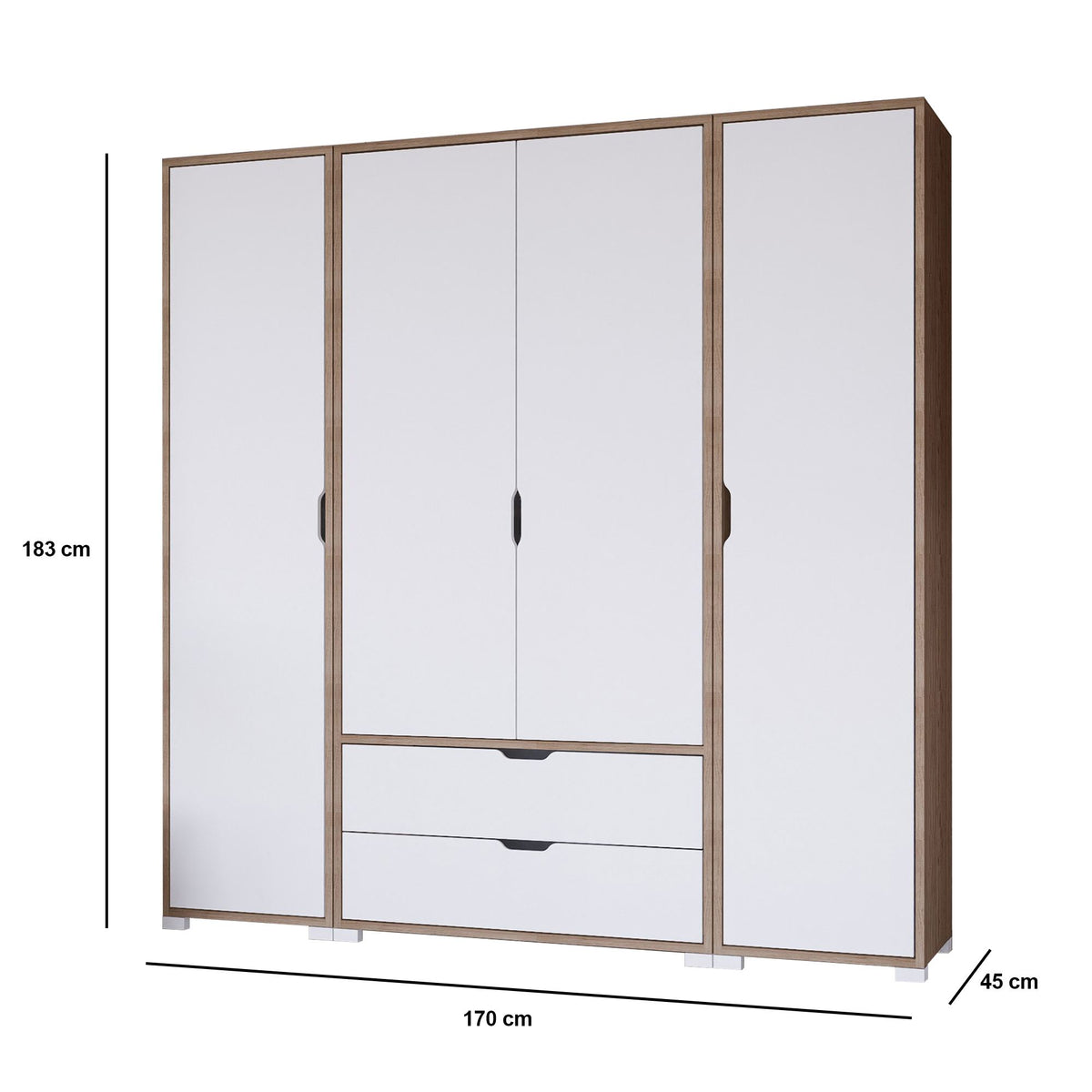 Ντουλάπα Komilio Ανοιχτό Καρυδί - Λευκό 170x45x183 εκ. Μελαμίνης