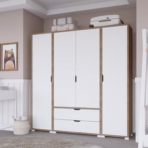 Ντουλάπα Komilio Ανοιχτό Καρυδί - Λευκό 170x45x183 εκ. Μελαμίνης