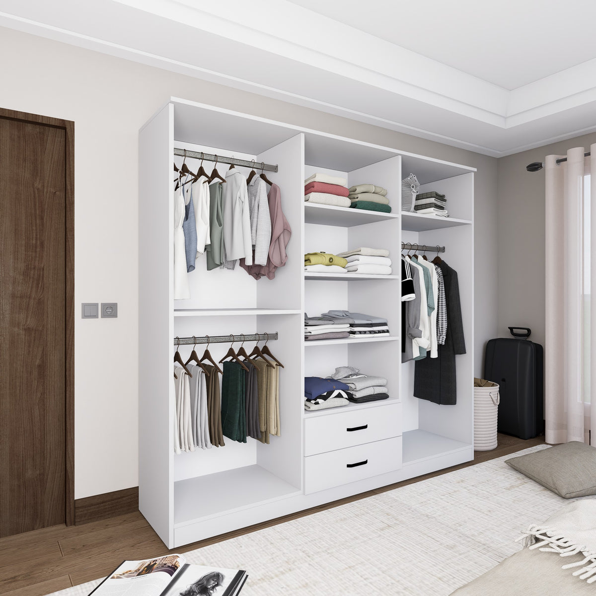 Ντουλάπα Agiofili Ματ Λευκό 180x45x190 εκ. Μελαμίνης