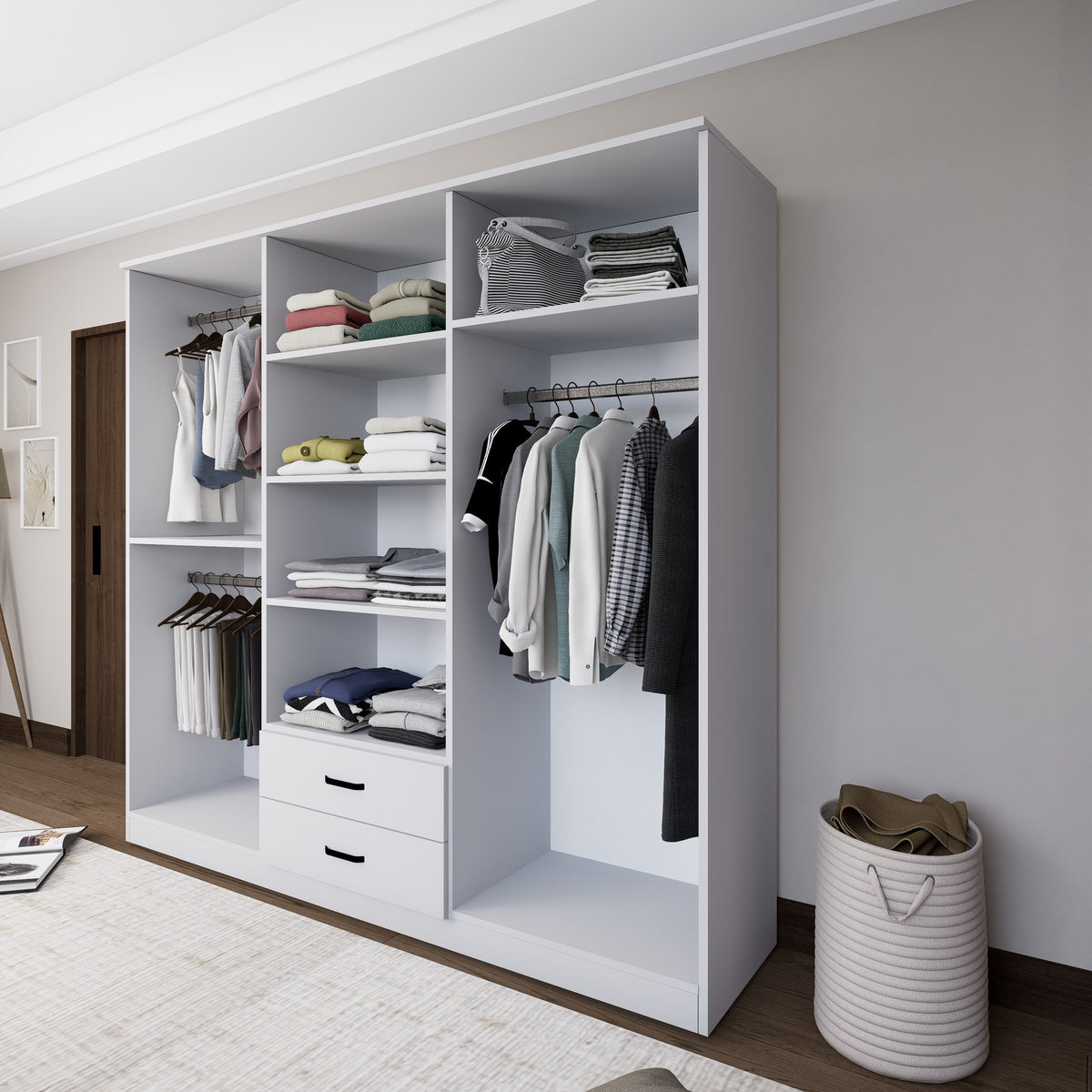 Ντουλάπα Agiofili Ματ Λευκό 180x45x190 εκ. Μελαμίνης