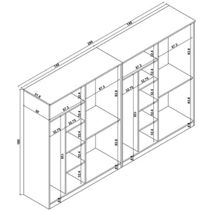 Ντουλάπα Mesotopos Λευκό 280x51.8x180 εκ. Μελαμίνης Κωδ. 128