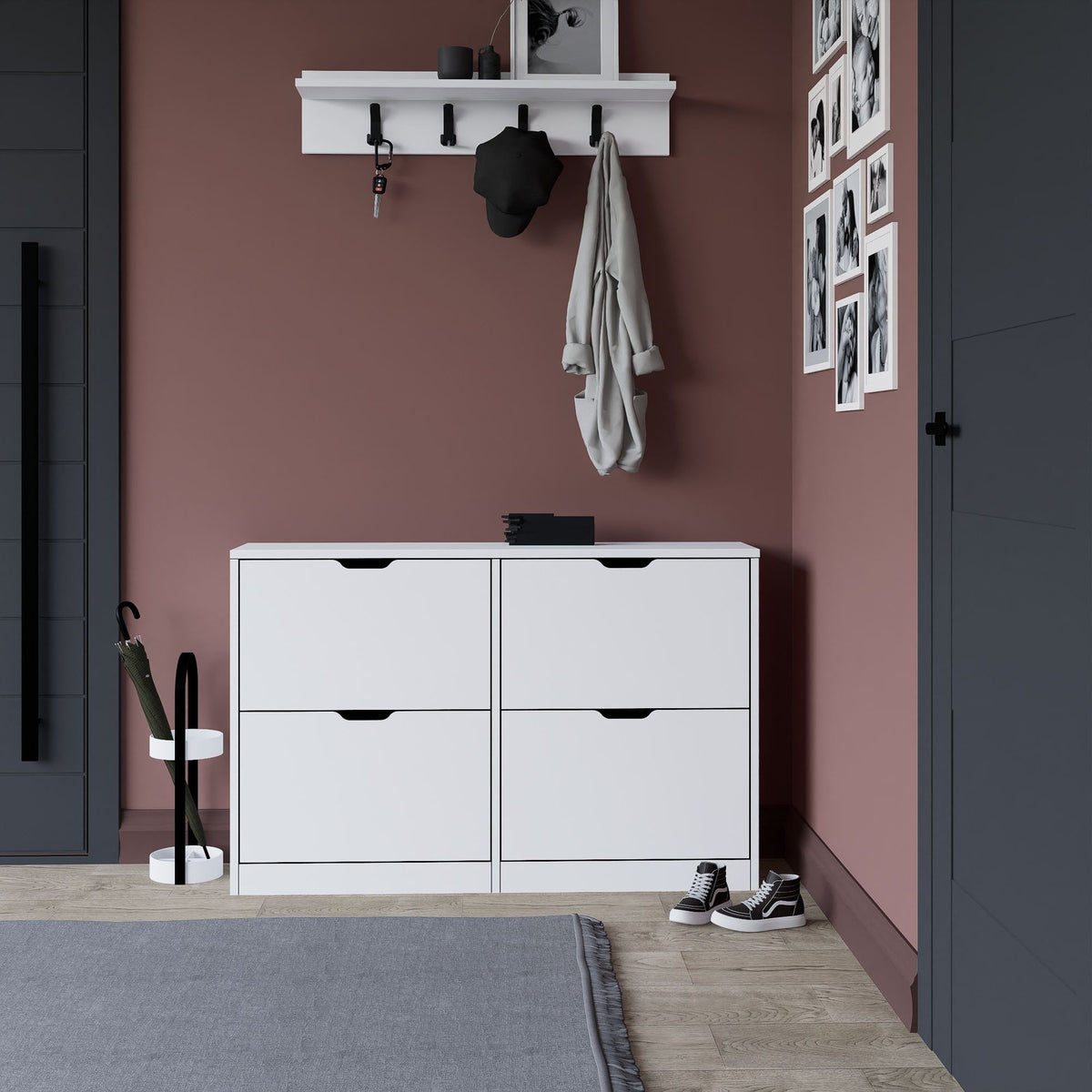 Παπουτσοθήκη Aigina Με Ράφια Ματ Λευκό 120.5x30x79.2 εκ. Μελαμίνης